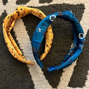 Yellow and teal knot top headbands.